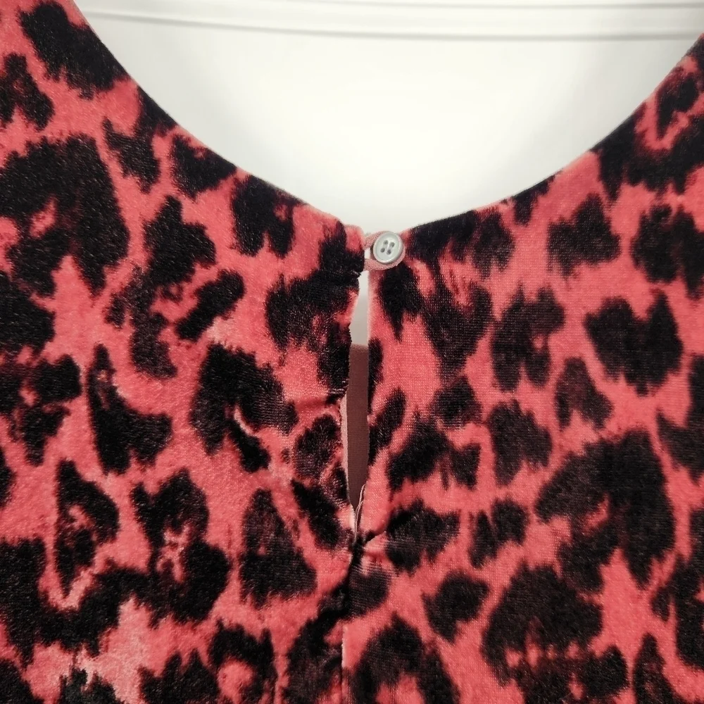 J Crew Always Leopard Velvet Tank Top Womens Size 6 Mauve Cropped Scoop Neck